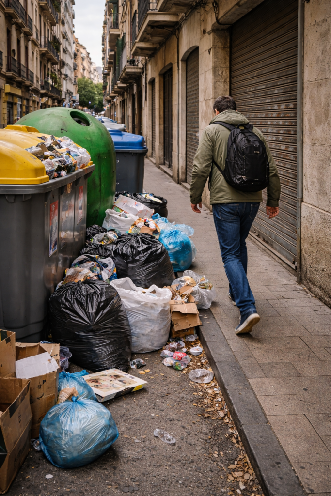 Basura y peatones, un conflicto visible